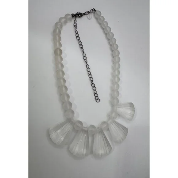 Leetie Lovendale Clear Frosted Lucite Art Deco Collar Necklace | Statement - Picture 2 of 6